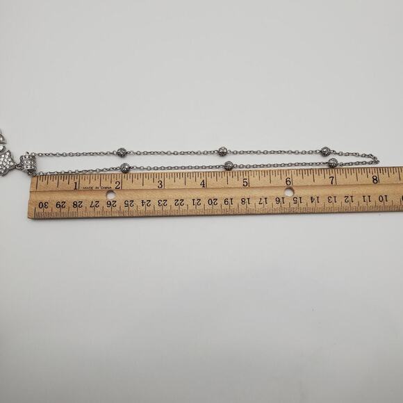 ESPO SIG SNAP Solid Sterling CZ Station Cable Chain 16" with CZ Snap Cross - Picture 9 of 9